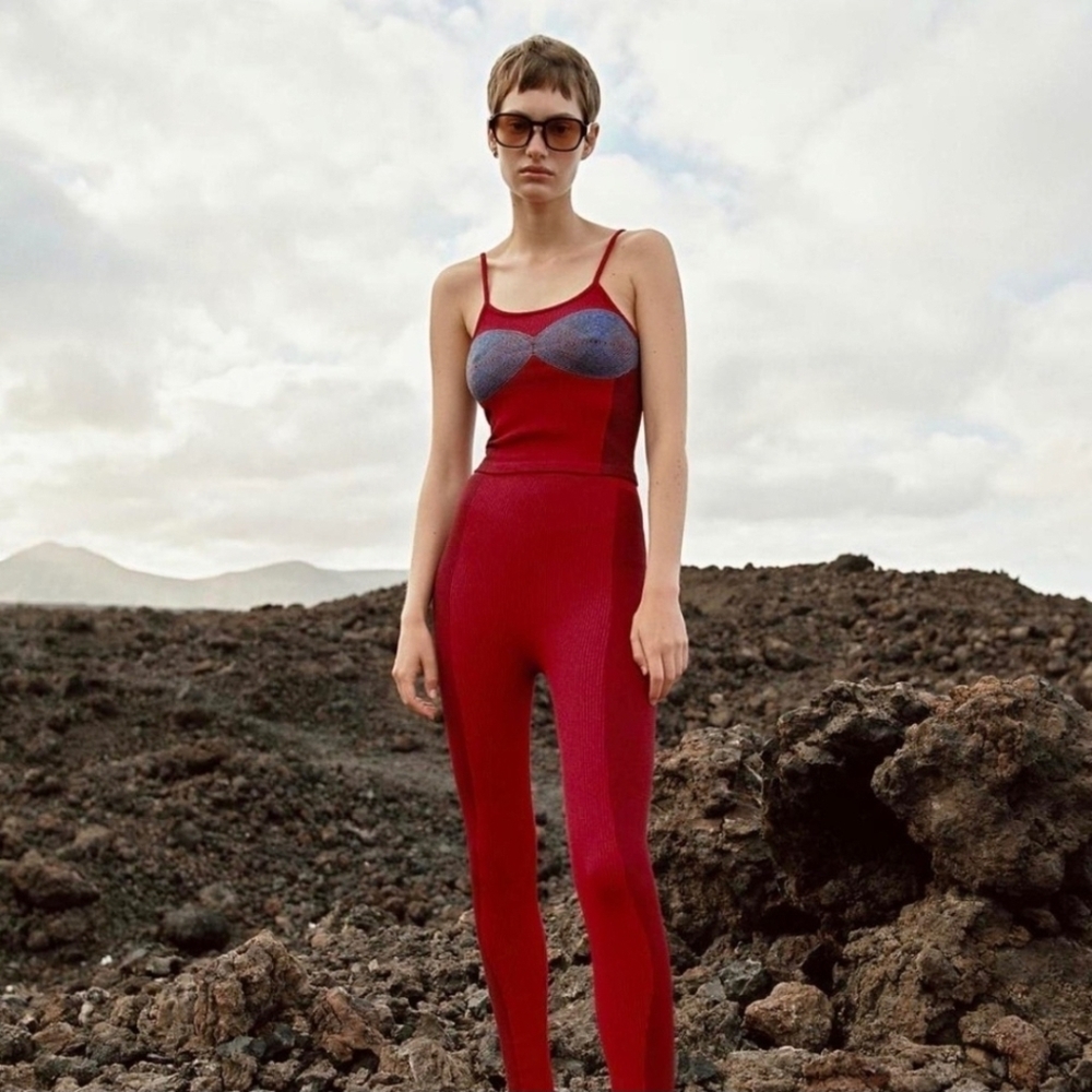Zara Red and Blue Two-Piece Outfit